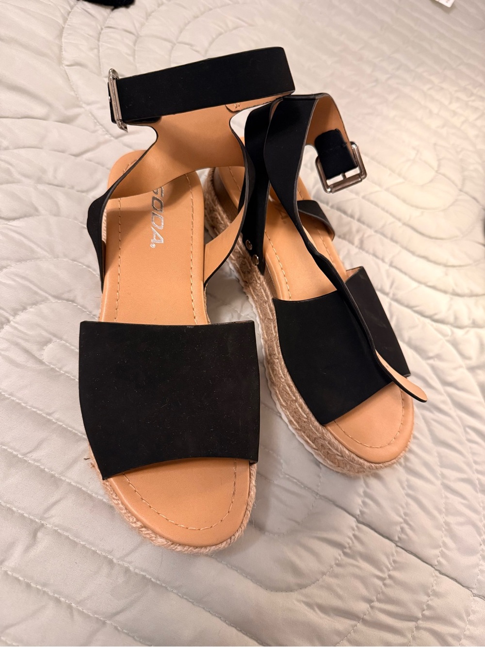 Soda Black Espadrille Ankle-Strap Sandals